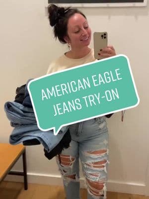 #repost of my @americaneagle jeans try-on video because I get so many questions on where my jeans are from! This video and allll the jeans in it are 🔗 in my LTK! #americaneagle #americaneaglejeans #ltk #fashion #tryon #tryonhaul #tryonwithme #ootd #jeans #outfit #outfits #aejeanshavefun