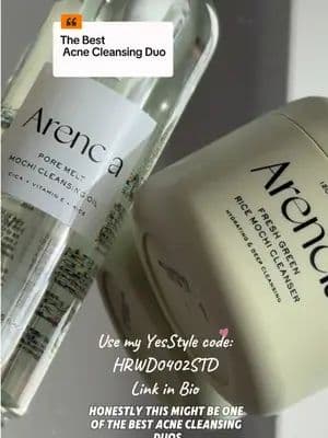 Acne-prone skin? Ingredients matter. This cleansing duo from Arencia is Ethylhexyl Palmitate-free and formulated with 0 pore-clogging ingredients, making it an acne-safe double cleanse. Use my YesStyle code HRWD0402STD for a discount 💙 Link in bio. #ad #arencia #acne #ricemochicleanser #mochicleansingoil @YesStyle @Arencia