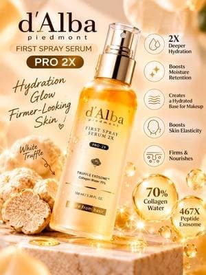 For the days when moisturizer somehow isn’t enough. This d’Alba First Spray Serum PRO 2X gives you an easy extra layer of hydration without having to redo your entire routine. #dAlba #DrySkinCare #HydratingMist #KoreanSkincare #TikTokShopBlackFriday @d'Alba Piedmont
