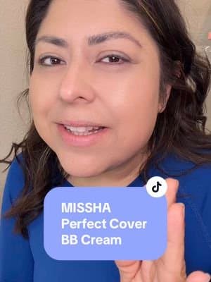 The @missha.official Perfect Cover BB Cream is a lightweight BB cream with buildable medium to full coverage that evens skin tone and blurs imperfections. It hydrates, includes SPF, and leaves a natural, smooth finish for everyday wear. #foundation #dryskin #over30 #makeup #tiktokmademebuyit