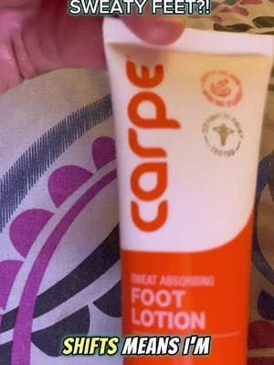 👣 12-HOUR NIGHT SHIFT + SWEATY FEET?! Working 12-hour shifts means spending a LOT of time in work shoes! 🌙 I’m testing Carpe Foot Lotion for the first time to see if it helps keep my feet dry throughout my shift. Will it make a difference? 👀 Stay tuned for Part 2! 💕 #Carpe #SweatyFeet #NightShiftLife #HealthcareWorker #TikTokShopFinds