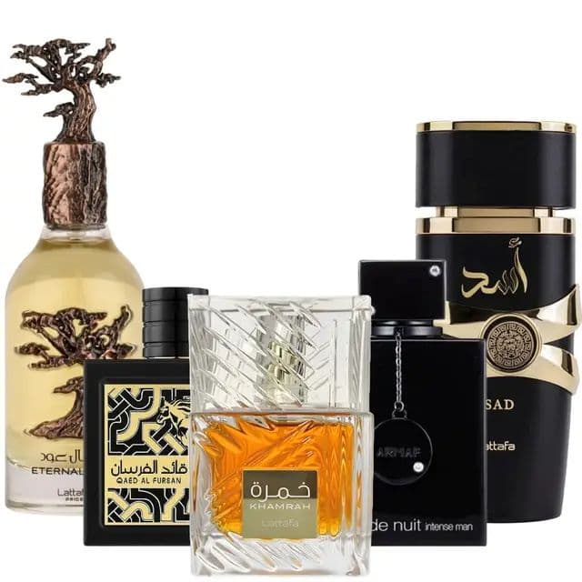 Stop guessing his scent. This Lattafa men’s bundle packs 5 bold fragrances—Eternal Oud, Khamrah, Club De Nuit Black, Qaed Al Fursan & Asad—so he’s covered for date night, the office, and every big moment. Long‑lasting, luxurious, and seriously compliment‑worthy. Upgrade his fragrance game in one shot. #weeklydeals #payday #RushReady #tiktokshopsummersale #lattafa #mensfragrance #fathersdaygift #cologne #giftset