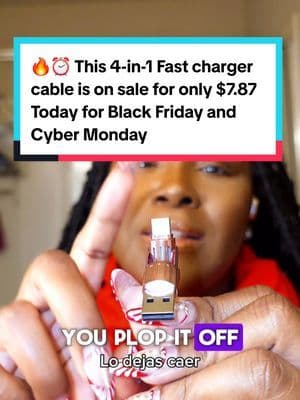 One cable, endless possibilities! This 4-in-1 fast charging cable is the perfect solution to power up all your devices quickly and hassle-free. Say goodbye to cord clutter and hello to convenience—it’s sleek, efficient, and built for everyday life. 🔥 Whether you’re at home, at work, or on the go, this cable has you covered. With a powerful 240W capacity, it charges in record time, keeping you connected when it matters most. Why waste money on overpriced gas station chargers 🤬 when you can have this top-tier 4-in-1 cable that works for everything? Every household needs at least two of these—it’s that good! 💯 On sale now for Black Friday, so don’t miss out on this golden opportunity to simplify your life and upgrade your tech game. Perfect for staying charged and organized, it’s a must-have for everyone. Grab yours now and save big! ⏰ ... #BlackFriday #CyberMonday #TikTokShop #TTSTakeover #TikTokShopBlackFriday #TikTokShopCyberMonday #ShopSmart #TTSTASTEMAKERS #charging #fastcharging #chargingcable #usbcharger #mfish #fyp #cable #tech #usbc #usba #4in1cable