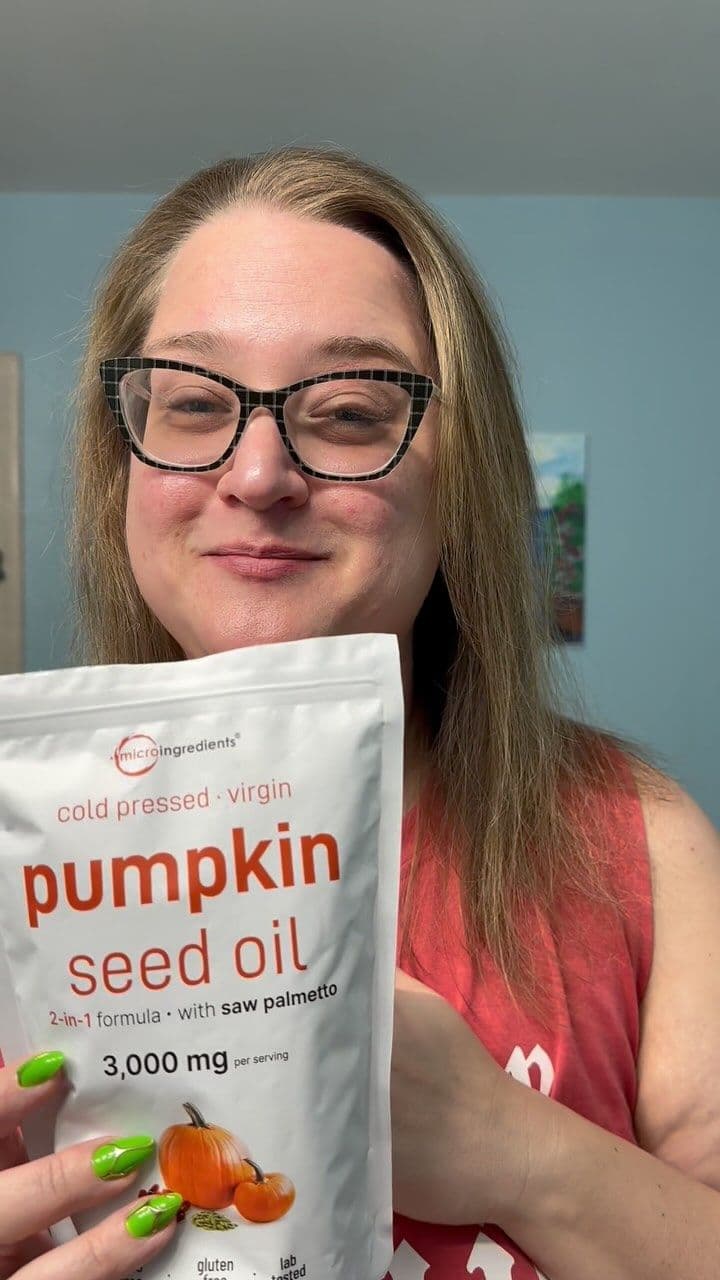 PCOS makes the hair fall off my head and hair grow on my face.. awesome right?? I’m excited to try the Pumpkin Seed Oil