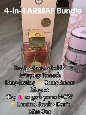 Build your signature scent wardrobe with this ARMAF Mega Combo. Three curated fragrances cover daytime freshness, cozy sweet moments, and bold nights out. Wear solo or layer for compliments. Great value vs. buying singles. Limited live stock. #ARMAF #PerfumeTok #FragranceBundle #ScentOfTheDay #TikTokShopFinds