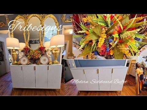 Diy Tribesigns Modern Sideboard Buffet Luxury Buffet with Storage/ Fall Decorate With Me