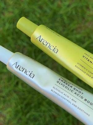 Two shots, two skin goals ✨ Eraser Shot with Glycolic Acid + Tri-Acid Complex helps fade acne and acne scars, while Vitamin C Booster Shot with Vitamin C + Glutathione helps fade acne scars and brighten dark spots 💛 Available on YesStyle ✨ use code ANAMARIA94 for up to 10% off 🤍 @Arencia #arencia #Arencia_yesstyle #acne #darkspot #yesstyle