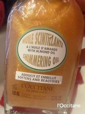 L'Occitane Almond Shimmering Oil @LOCCITANE @Butterly #gifted #loccitane #loccitanealmondshimmeringoil #complimentary ⭐️⭐️⭐️⭐️⭐️⭐️⭐️ Product Benefits ~ This luxurious body oil is designed to help your skin look luminous, while enveloped in the gourmand scent of fresh almonds. Specific Uses For Product ~ Shake well before using. Warm a few drops of oil in the palms of your hands and apply using circular movements to the parts of your body you wish to highlight.