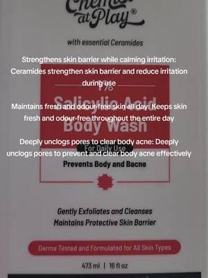 This body wash is fantastic has really helped my bacne and you dont need a a lot so this will last @Chemist at Play Skincare #fyp #tiktokmademebuylt #tiktokshop #skincare #selfcare
