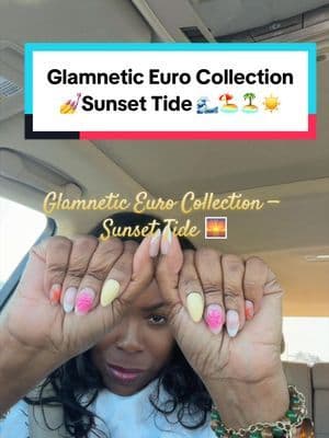 These Sunset Tide nails from the Glamnetic Euro Collection are giving rich vacation energy 🌅💅✨@Glamnetic #Glamnetic #EuroCollectionSunsetTide #PressOnNail #VacationNails #TikTokShopCreatorPicks