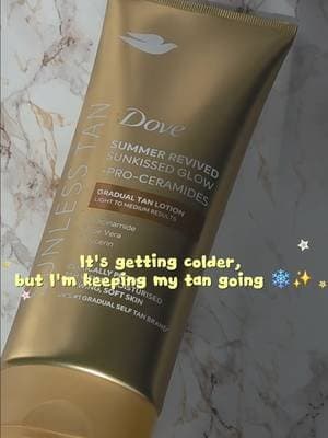 It’s getting colder, but I’m keeping my tan going ❄️✨ I love being able to build up my glow as part of my everyday routine, while keeping my skin feeling soft and moisturised 🤎 @DoveUKI #DoveBeautyCreativeLab #DoveGlowAllSeason #AD