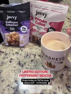 @Javvy Coffee it’s taste amazing, don’t miss out on this limited edition Peppermint Mocha drop ☕️ & don’t forget to match it with the collagen creamer 🤤 #javvycoffee #javvyproteincoffee #coffee #proteincoffee #tiktokshopblackfriday