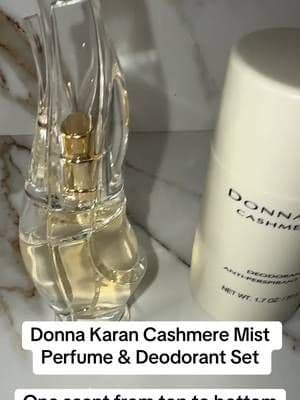 Donna Karan Cashmere Mist paired with the matching deodorant gives you an easy way to layer that signature scent. This duo belongs on the vanity. 😍 #DonnaKaranPerfume #CashmereMist #FragranceLayering #PerfumeTok #TikTokShop