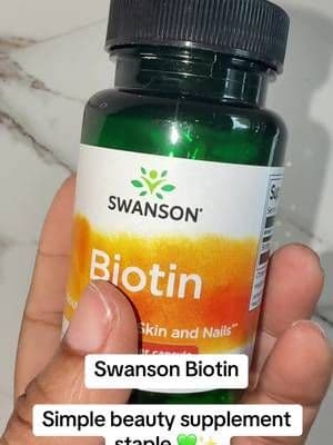 Swanson Biotin gives you an easy capsule option for adding biotin to your existing supplement routine. 💚💊 Straightforward and no complicated mixing involved. #Swanson #Biotin #BeautySupplement #SupplementRoutine #TikTokShop