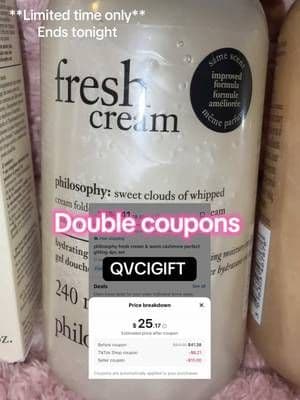 Philosophy set on huge sale. Double discounts for a limited time. Check your TikTok coupons to use with QVC code QVCIGIF