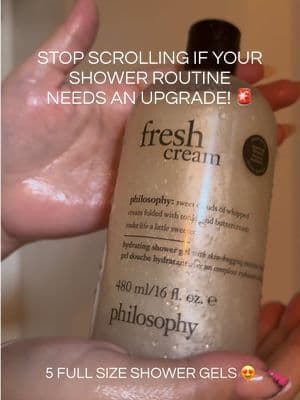 🛁✨ Turn your daily shower into a self-care escape with the Philosophy Blooms & Bubbles Collection! Featuring FIVE full-size shower gels in Coconut Splash, Chilled Ginger Tea, Raspberry Sorbet, White Pear, and Fresh Cream, this set delivers rich lather, soft hydrated skin, and incredible scents you'll want to use every day. From fruity and fresh to warm and cozy, there's a scent for every mood. Perfect for treating yourself, gifting someone special, or upgrading your shower routine with a little luxury. Which scent would you try first? 👇 #TikTokShopFinds #dealsforyoudays #tiktokshopcreatorpicks #tiktokshopsparkcreator #tiktokshopbeauty @QVC, Inc