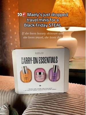 @MAËLYS just dropped it’s Carry-On Essentials travel set and it’s exactly what a luxury-loving, traveling woman needs. This gorgeous trio includes mini versions of their viral favorites - B-TIGHT booty firming mask, B-FLAT belly cream for stretch marks, and B-FLEX arm firming cream - all packed in a pretty, reusable tin. TSA-approved and carry-on friendly. If she already uses MAЁLYS full-size products, she’ll love having these travel minis for her trips. The tin is super cute and functional, so she can reuse it for jewelry, makeup, or other travel essentials. Perfect for the luxury skincare lover who’s always jetting off somewhere. Black Friday deal is live on TikTok Shop right now - this is such a thoughtful gift for frequent travelers, business trip girlies, or anyone who refuses to compromise on their body care routine even when they’re on the go. Grab it before it sells out because these limited edition sets always go fast during Black Friday. #MAЁLYS #tiktokshopblackfriday #tiktokshopcreatorpicks #ttspersonalcarepicks #over40club 