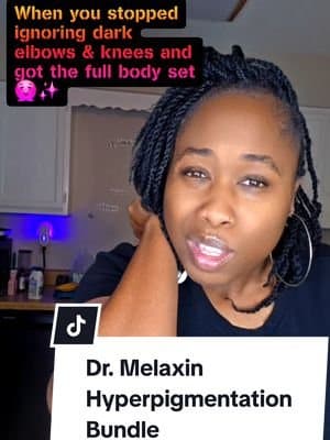 Hyperpigmentation doesn’t stop at your face 😭 Dr. Melaxin’s Kojic Acid & Turmeric body cream and spray target dark elbows, knees, and uneven tone everywhere else. Clear it all up in one set or keep hiding it… it’s your business! #hyperpigmentation #tiktokshopblackfriday #tiktokshopcybermonday