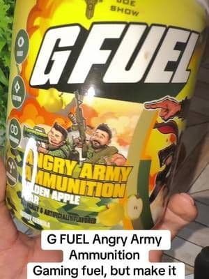 G FUEL Angry Army Ammunition comes in a Golden Apple Pear flavor with 40 servings. A fun addition to the lineup for fans of flavored energy drink mixes. ⚡ #GFUEL #AngryArmy #GamingEssentials #EnergyDrinkMix #TikTokShop