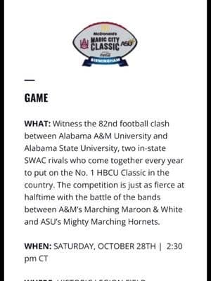 Join me at the McDonald’s Magic City Classic presented by Coca-Cola. But first let’s make sure we look cute before we get there! 😌😌 #fyp #mcdonaldsmagiccityclassic #birminghamalabama #thingstodoinbirminghamal #myajeats #familyevent #hbcu #alabamastateuniversity #alabamaaandm #fashion #MCC23 #MagicOfTheClassic #MCCisMe