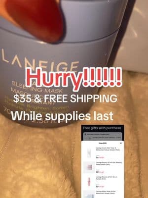 While Supplies last as of the date of this posting you can get the @laneige_us full size water sleeping mask and 7 free gifts for $35 and free shipping #tiktokshopblackfriday #tiktokfalldealsforyou #laneige #freegifts #stockingstuffer