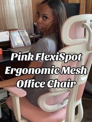 Of course I have a Pink office chair. I WFH so a new comfortable chair for my desk was soooo necessary 😊. Being able to get it in Pink was a plus✨ #flexispot #officechair #deskchair #computerchair #pink #pinkchair #tiktokshopfinds #comfort #officeneeds #officefinds #tiktokmademebuyit @FlexiSpot