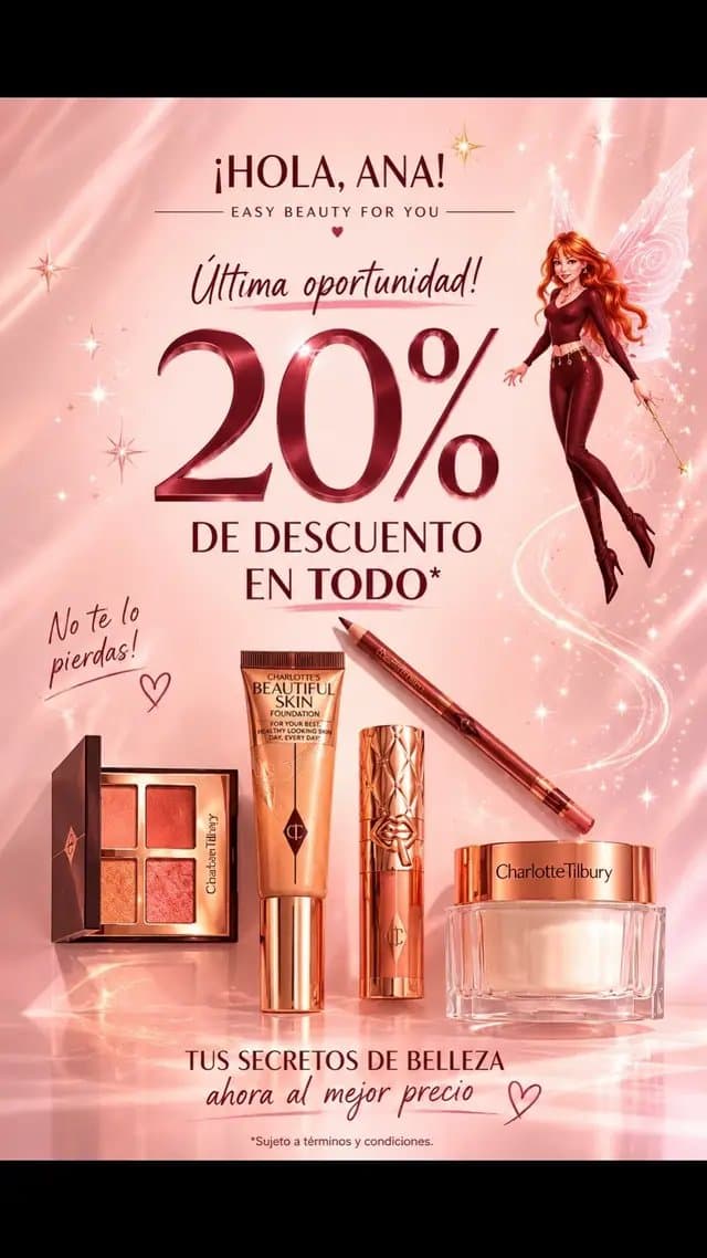 ✨ 20% OFF en Charlotte Tilbury 😭💖 Aprovechad porque es de las MEJORES promos para coger favoritos o probar productos nuevos ✨ Tenéis mi link en bio 💄 @Charlotte Tilbury #AD #CharlotteTilbury #MagicBeautyStars