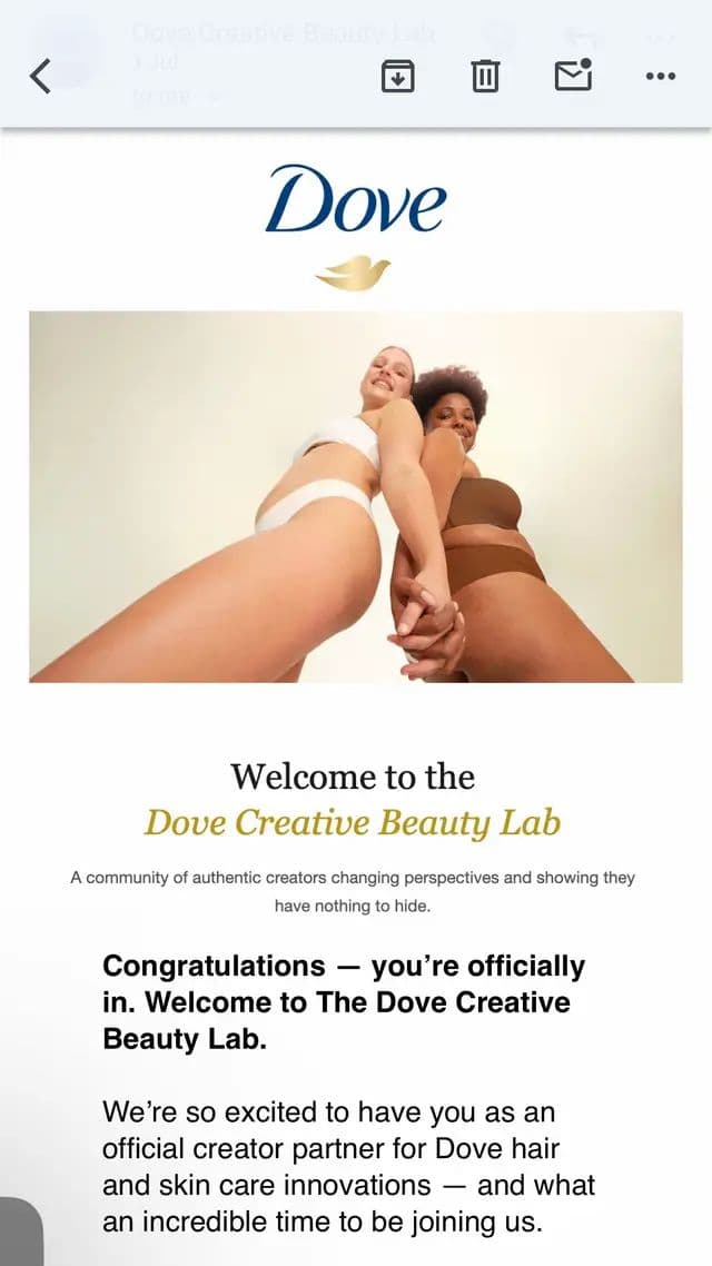 I'm so excited to join the Dove creative lab!! Thank you for this amazing opportunity @DoveUKI I can't wait to get crea