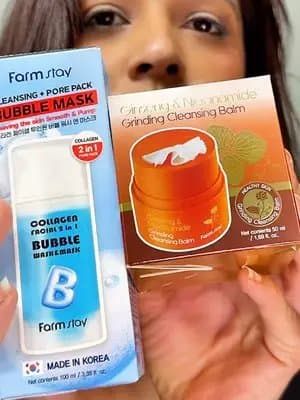 Double the cleanse, double the glow! ✨ Holding two of my skincare essentials: 🔹 Farmstay Collagen Facial 2 in 1 Bubble Wash Mask – Cleansing + Pore Care for smooth, plump skin 📙 Farmstay Ginseng & Niacinamide Grinding Cleansing Balm – Nourishes and brightens while taking off the day Farmstay #koreanskincare #farmstayglowchallenge #yesxFarmstay + #FarmstayxSeptember 🛍️ Shop these items through the link in my bio! Use code Jazz4321 for a discount at checkout! 🛍️✨ @YesStyle @YesStyleInfluencers @Farmstay official Not a paid Promotion