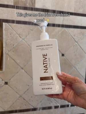 This shampoo and conditioner helped with frizz, gave me soft volume, and my hair smells so good all day. Clean ingredients and perfect for my hair type. #complimentary #GiftedByNative #CoconutVanillaHairCare #hairwash #showerwithme @influenster @Native