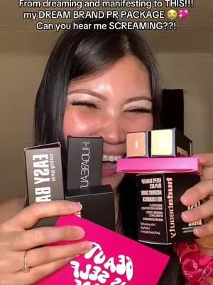 Thank you so much @Huda Beauty 🥹 I prayed, manifested, and obsessed over this moment. You’re literally everywhere on my social media, and now having my DREAM BRAND PR PACKAGE feels unreal 😭💖 This might be extra, but this is exactly how I feel!! 😭🥹🙌 #hudabeauty #dreamcometrue #manifestedit #screaming #pr